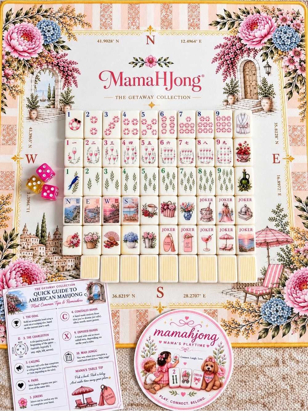 MamaHJong The Getaway Collection Mahjong Set - Pink Floral